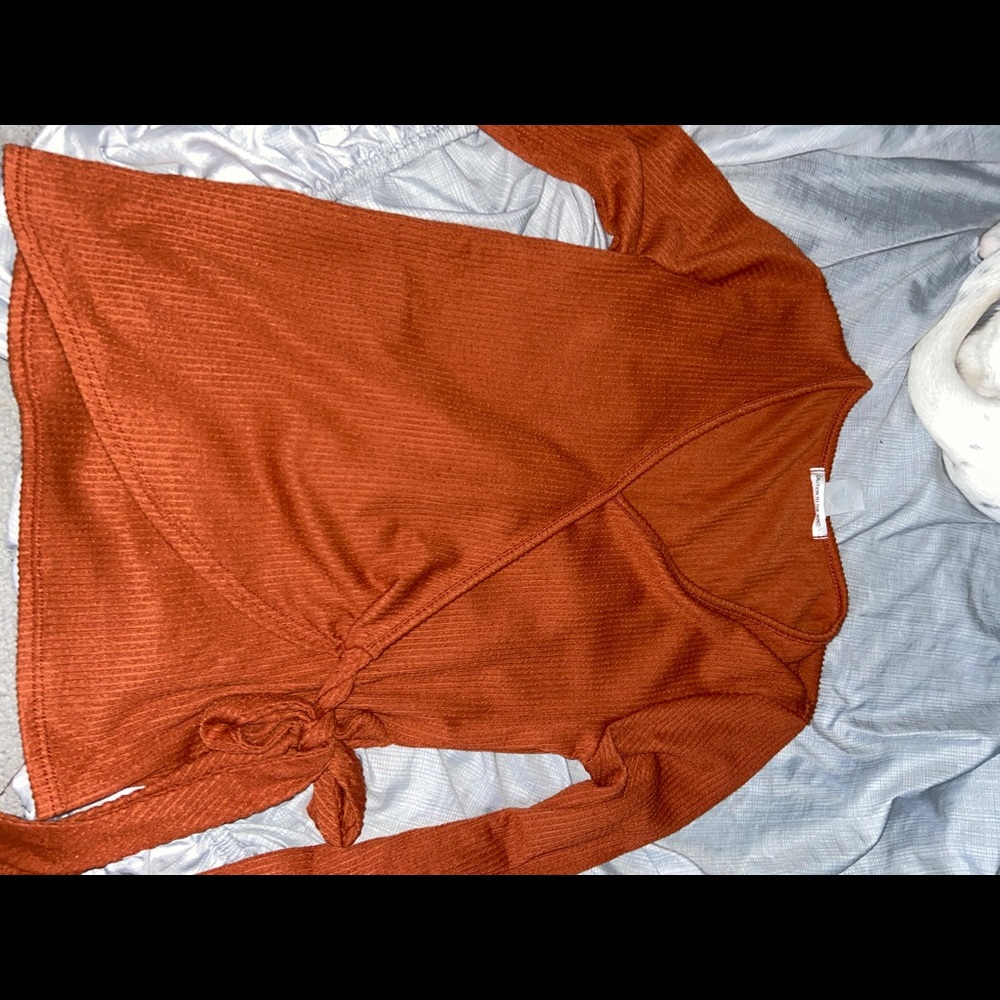 Wrap tie long sleeve shirt